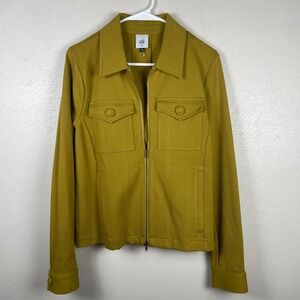 Cabi Women Mustard Yellow Zip Up Utility Jacket Long Sleeve Collared Size M
